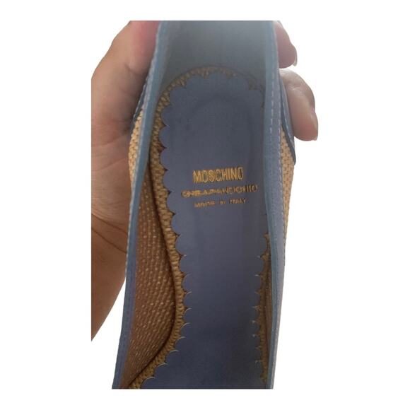 Moschino cheap and chic womens 41 9.5 blue bow straw cute woven leather Italy - Picture 5 of 11